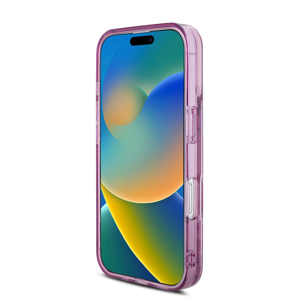 Apple iPhone 16 Kılıf Hello Kitty Orjinal Lisanslı Sıvılı Simli 50. Yıldönümü Partisi Kapak Mor