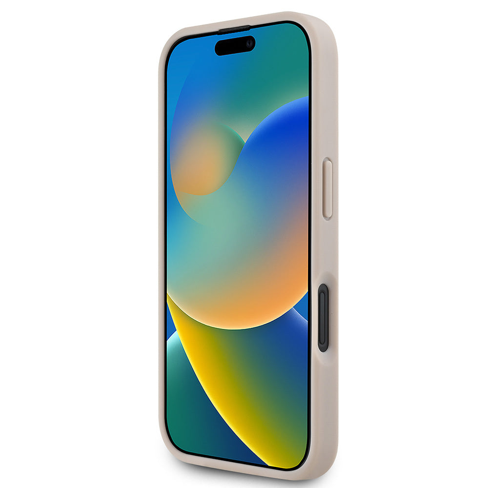 Apple iPhone 16 Kılıf Karl Lagerfeld Orjinal Lisanslı M-safe Şarj Özellikli KL Yazılı Hot Stamp Kapak Krem