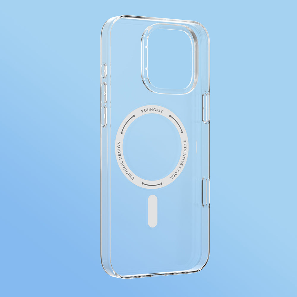 Apple iPhone 16 Kılıf M-safe Şarj Özellikli Youngkit Ice Serisi Kapak Şeffaf