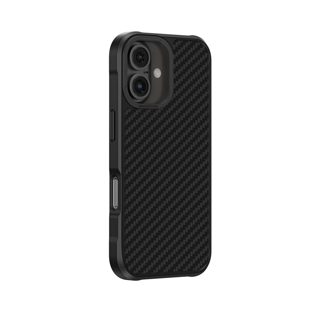 Apple iPhone 16 Kılıf M-safe Şarj Özellikli 1500D Aramid Fiber Amazingthing Titan Max Serisi Kapak Siyah