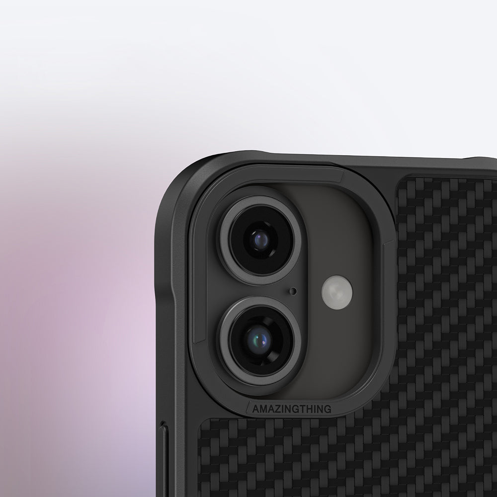 Apple iPhone 16 Kılıf M-safe Şarj Özellikli 1500D Aramid Fiber Amazingthing Titan Max Serisi Kapak Siyah