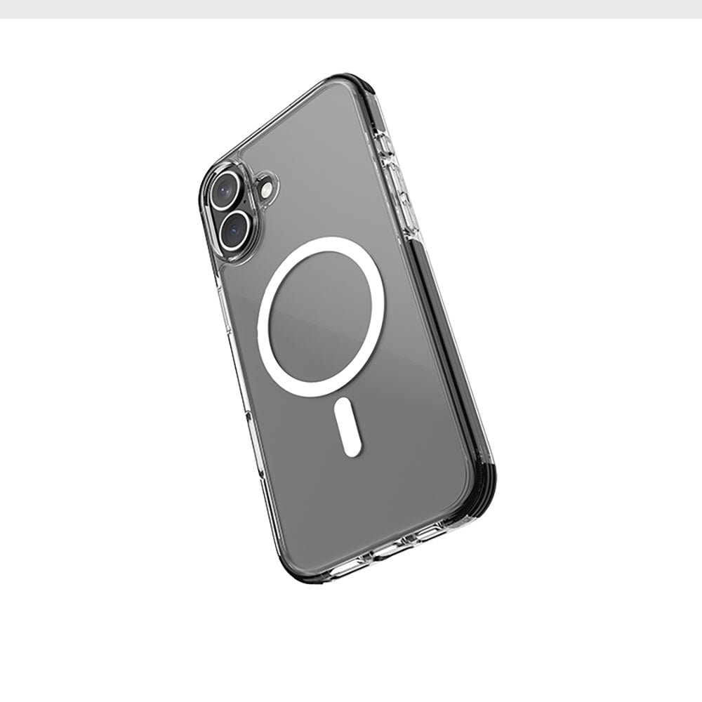 Apple iPhone 16 Kılıf M-safe Şarj Özellikli Airbag Tasarımlı Raptic Clear Serisi Şeffaf Kapak Beyaz