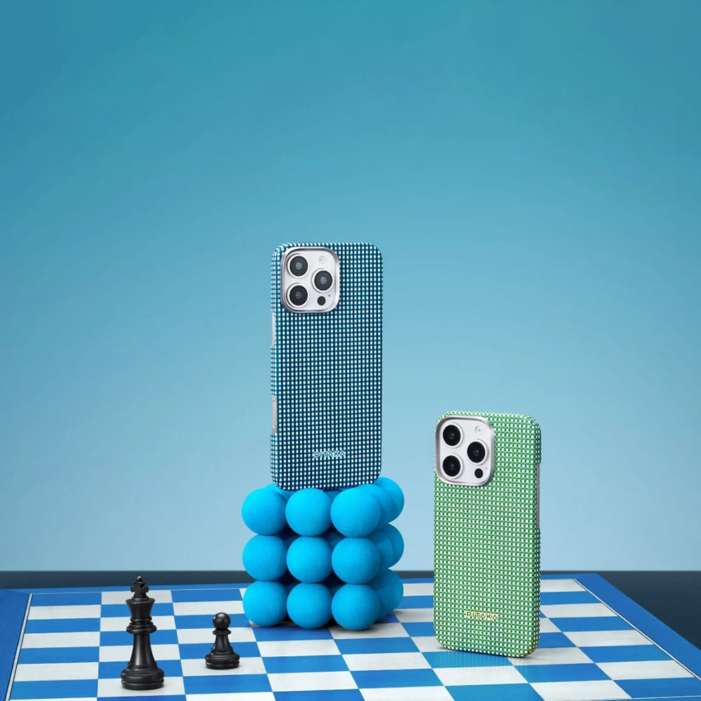 Apple iPhone 16 Kılıf M-safe Şarj Özellikli Aramid Fiber Pitaka Ultra-Slim Classic Serisi Ocean Blue Kapak Mavi