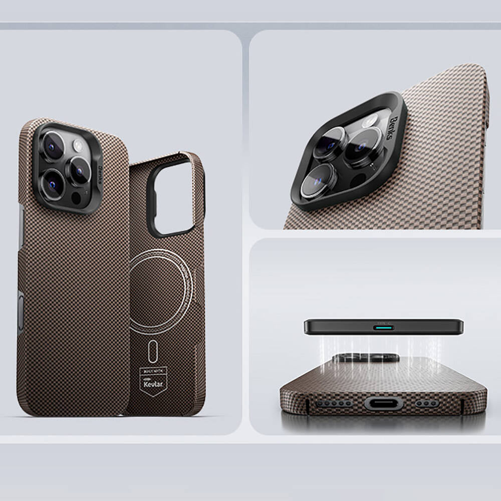 Apple iPhone 16 Kılıf M-safe Şarj Özellikli Benks ArmorTint Serisi ArmorAir Kevlar Kapak Yeşil