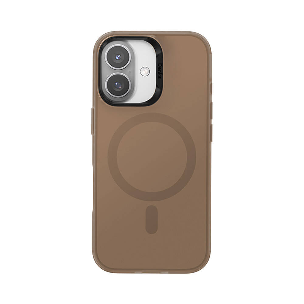 Apple iPhone 16 Kılıf M-safe Şarj Özellikli Benks Lucid Armor Kapak Gold