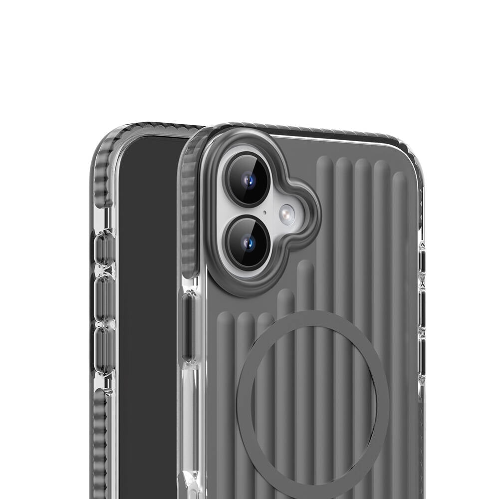 Apple iPhone 16 Kılıf M-safe Şarj Özellikli Oyuklu Tasarım Mutural Bumpy Clear Kapak Mavi