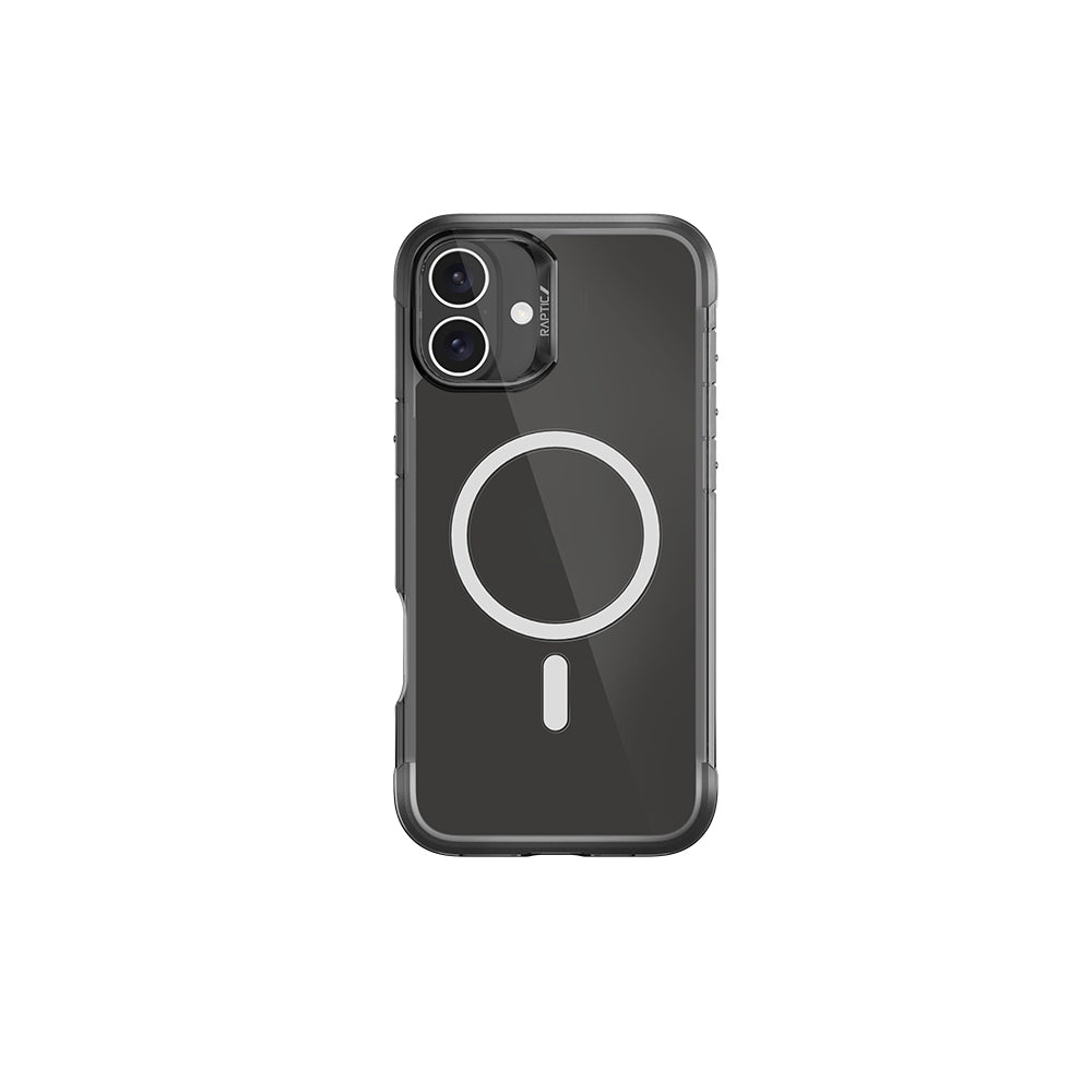 Apple iPhone 16 Kılıf M-safe Şarj Özellikli Raptic Air Serisi Airbag Tasarımlı Metal Köşelikli Şeffaf Kapak Gümüş