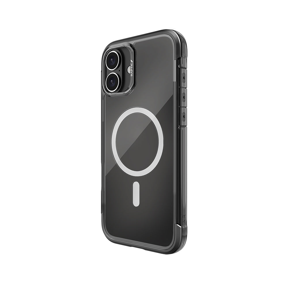 Apple iPhone 16 Kılıf M-safe Şarj Özellikli Raptic Air Serisi Airbag Tasarımlı Metal Köşelikli Şeffaf Kapak Gümüş