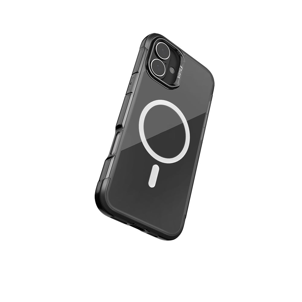 Apple iPhone 16 Kılıf M-safe Şarj Özellikli Raptic Air Serisi Airbag Tasarımlı Metal Köşelikli Şeffaf Kapak Gümüş