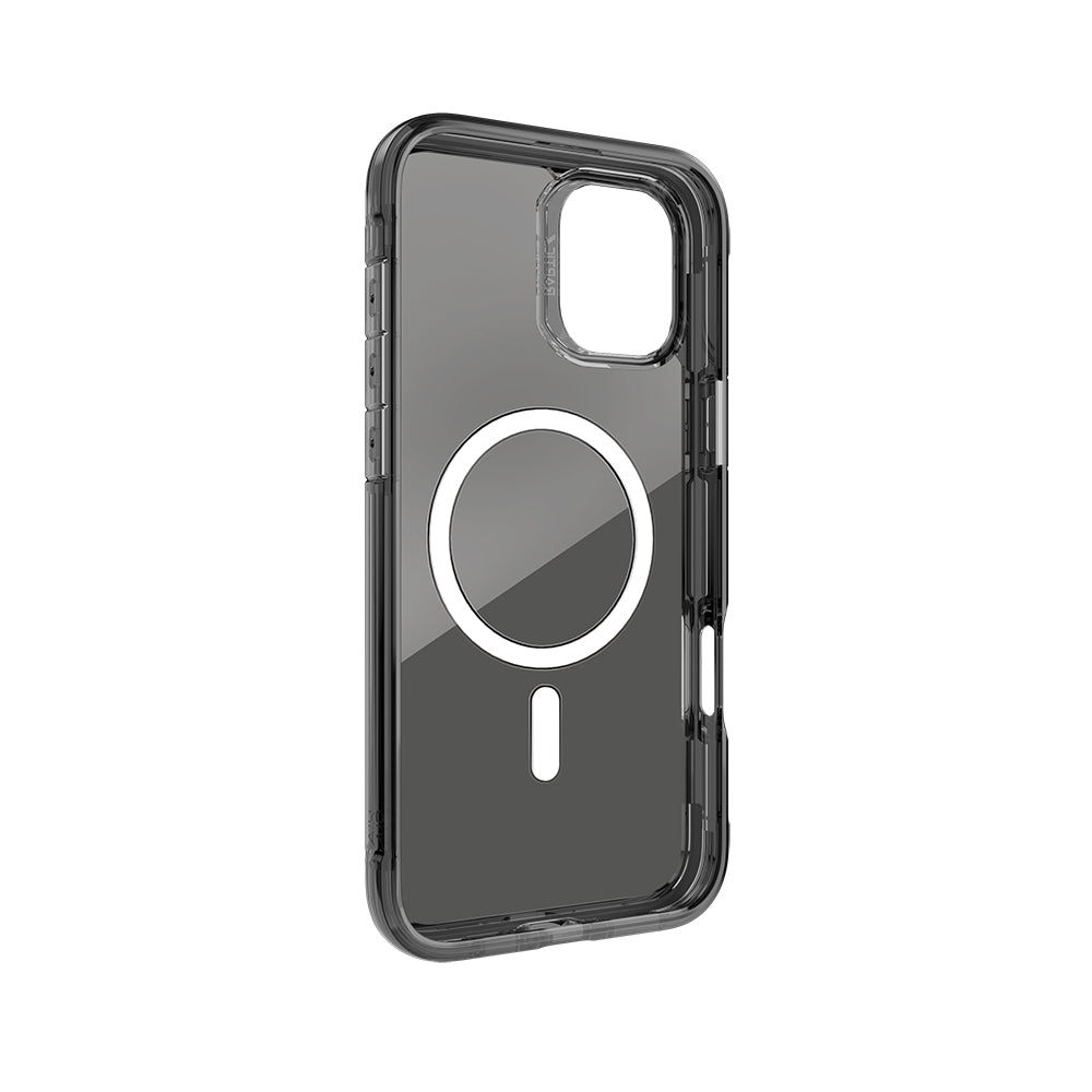 Apple iPhone 16 Kılıf M-safe Şarj Özellikli Raptic Air Serisi Airbag Tasarımlı Metal Köşelikli Şeffaf Kapak Siyah