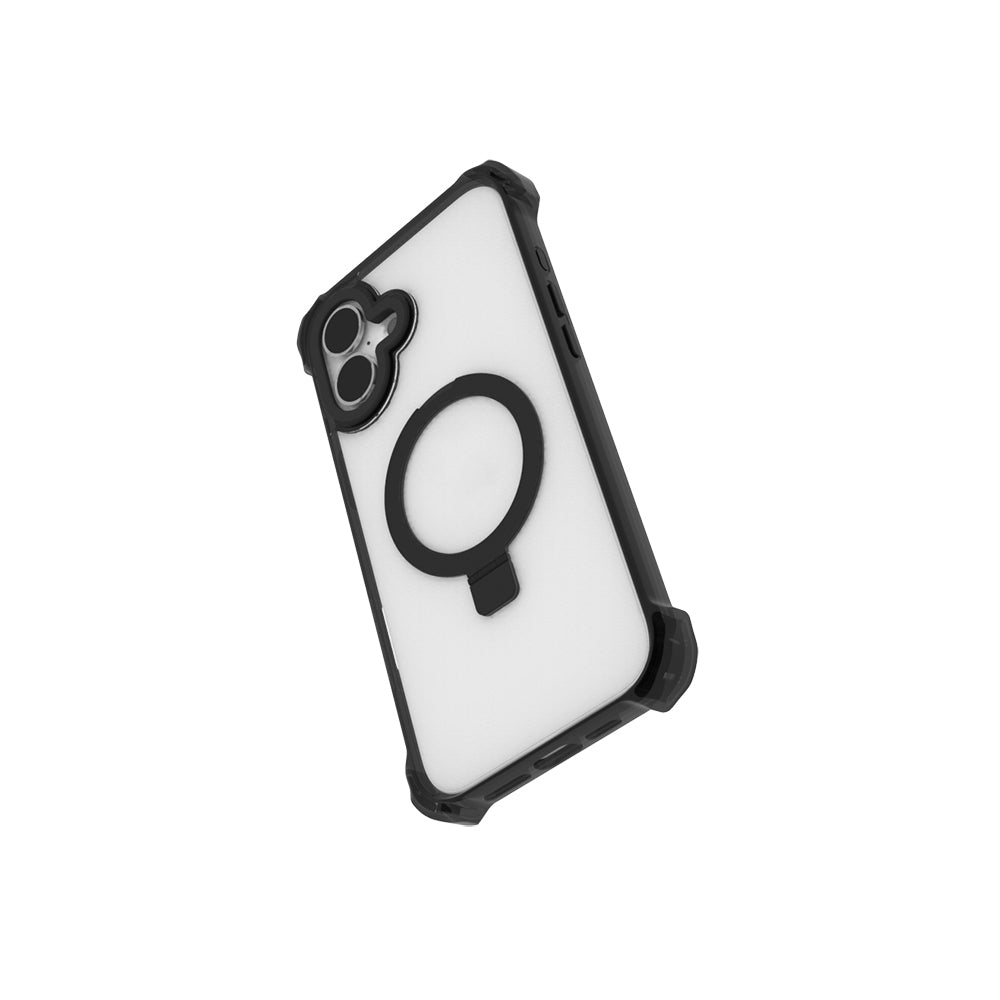 Apple iPhone 16 Kılıf M-safe Şarj Özellikli Raptic Dual Serisi Şeffaf Standlı Kapak Siyah