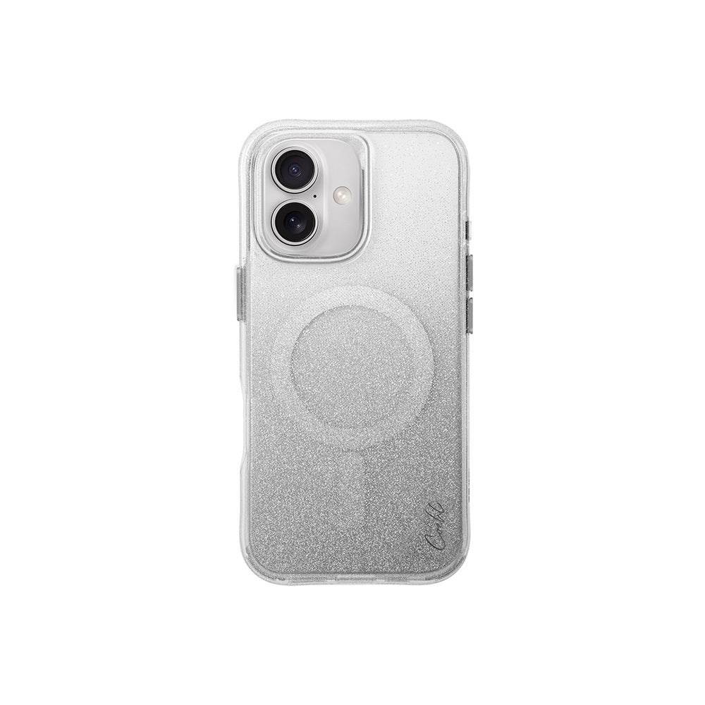 Apple iPhone 16 Kılıf M-safe Şarj Özellikli Simli Arka Yüzey Askı Aparatlı Coehl Lumino Kapak Gümüş