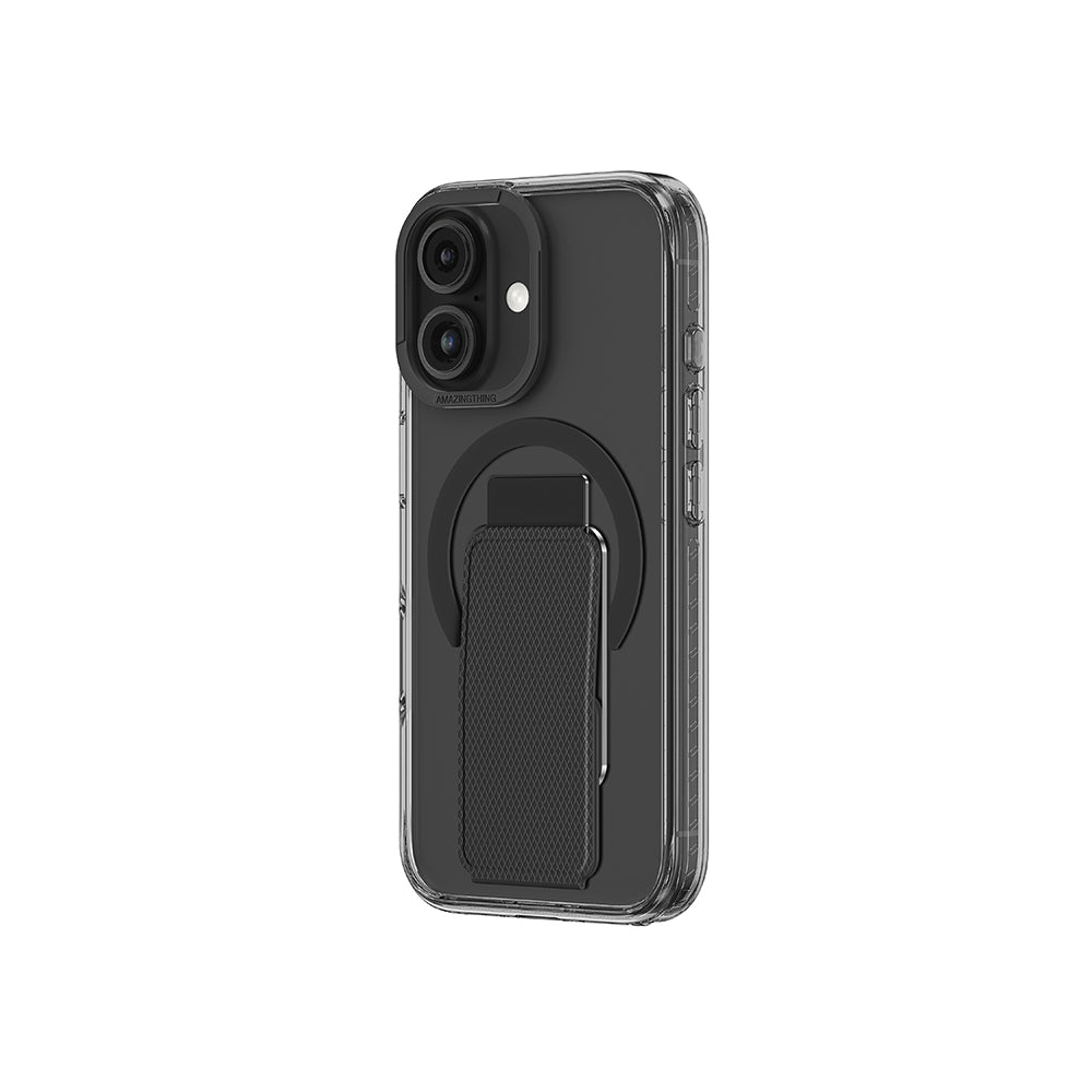 Apple iPhone 16 Kılıf M-safe Şarj Özellikli Standlı Amazingthing Titan Pro Plus Kapak Siyah
