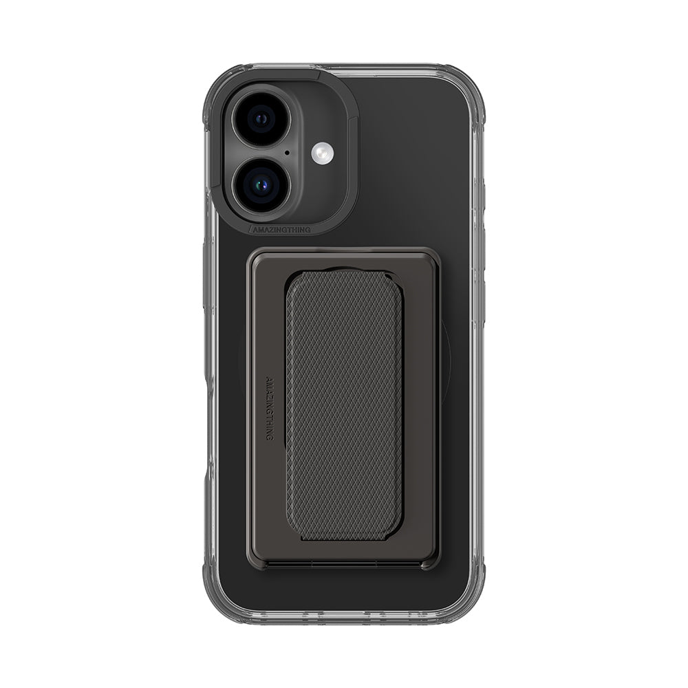 Apple iPhone 16 Kılıf M-safe Şarj Özellikli Standlı Set Amazingthing Omni Adventure Serisi Kapak Siyah
