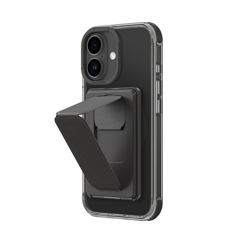 Apple iPhone 16 Kılıf M-safe Şarj Özellikli Standlı Set Amazingthing Omni Adventure Serisi Kapak Siyah