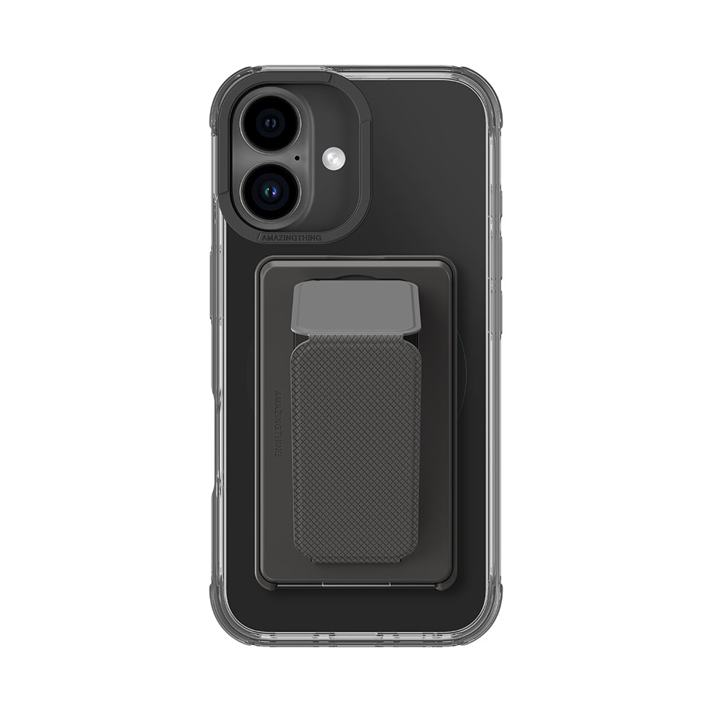 Apple iPhone 16 Kılıf M-safe Şarj Özellikli Standlı Set Amazingthing Omni Adventure Serisi Kapak Siyah