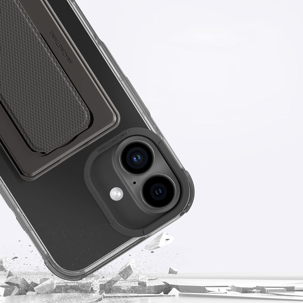 Apple iPhone 16 Kılıf M-safe Şarj Özellikli Standlı Set Amazingthing Omni Adventure Serisi Kapak Siyah