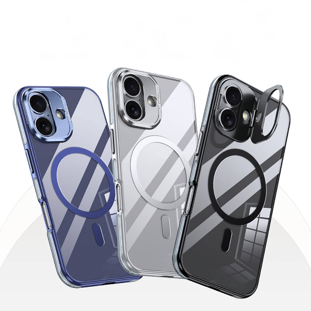 Apple iPhone 16 Kılıf M-safe Şarj Özellikli Wlons Standlı Efsane Kapak Gri