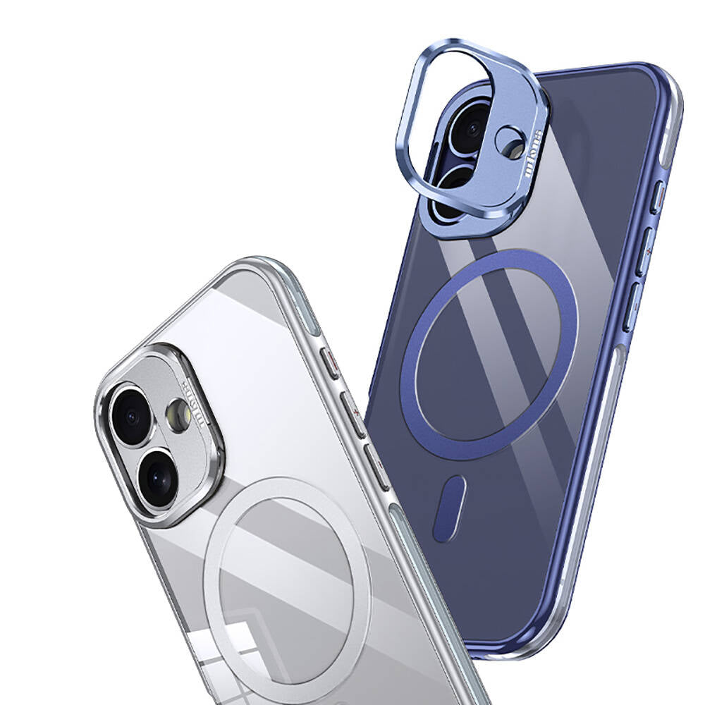 Apple iPhone 16 Kılıf M-safe Şarj Özellikli Wlons Standlı Efsane Kapak Gri