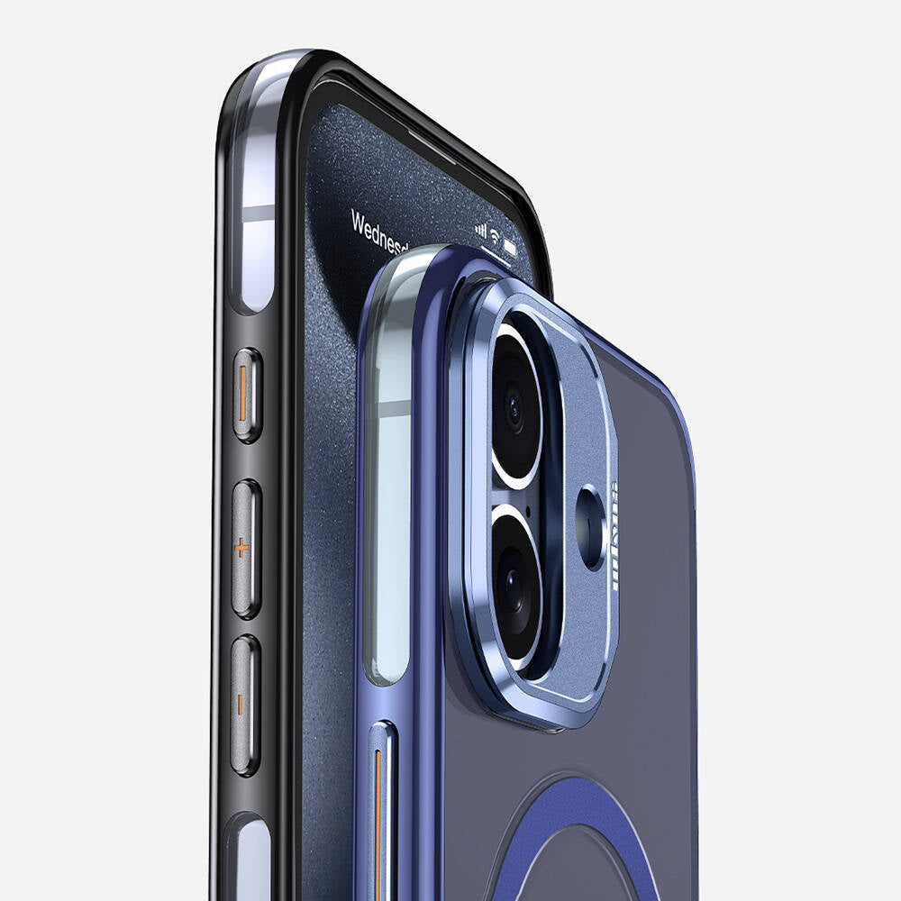 Apple iPhone 16 Kılıf M-safe Şarj Özellikli Wlons Standlı Efsane Kapak Gri