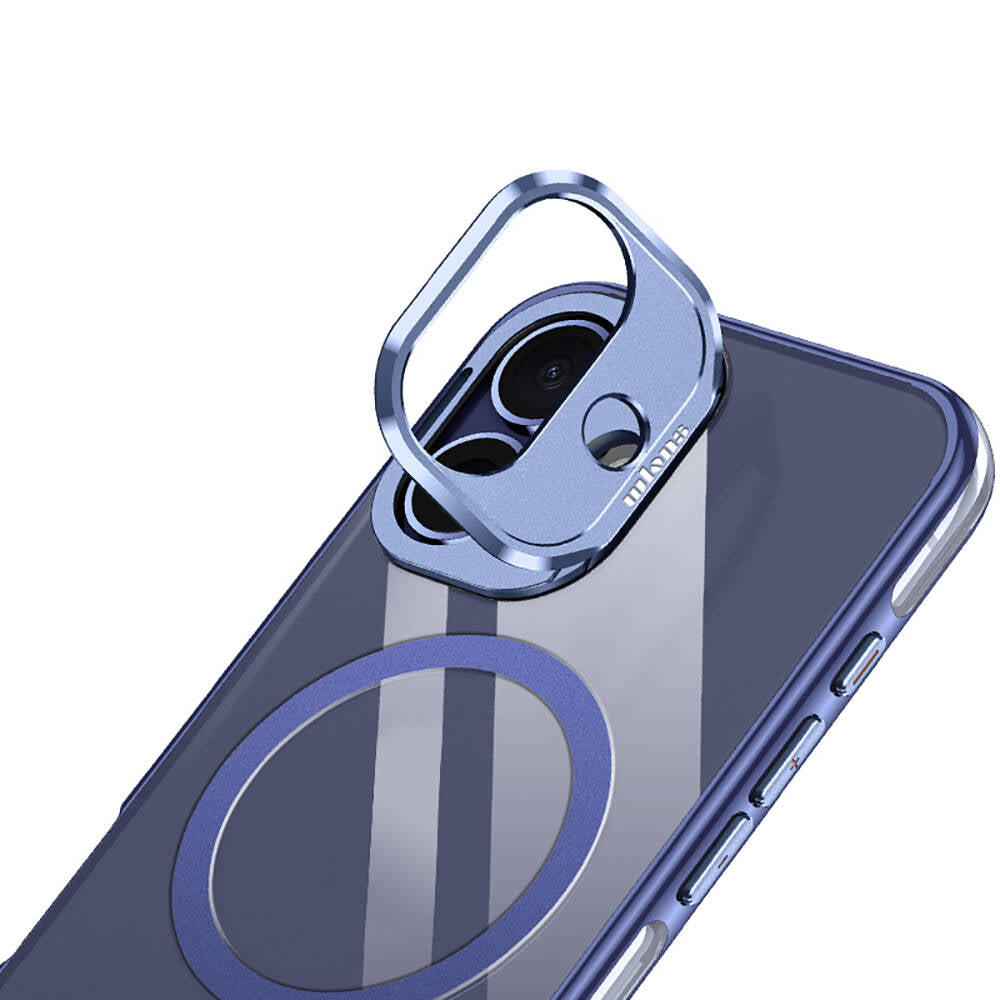 Apple iPhone 16 Kılıf M-safe Şarj Özellikli Wlons Standlı Efsane Kapak Siyah