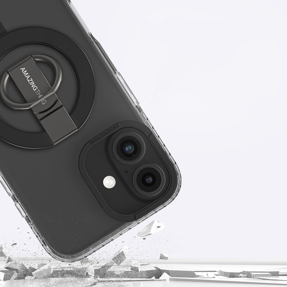 Apple iPhone 16 Kılıf M-safe Şarj Özellikli Yüzük Standlı Amazingthing Titan Pro Serisi Kapak Pembe
