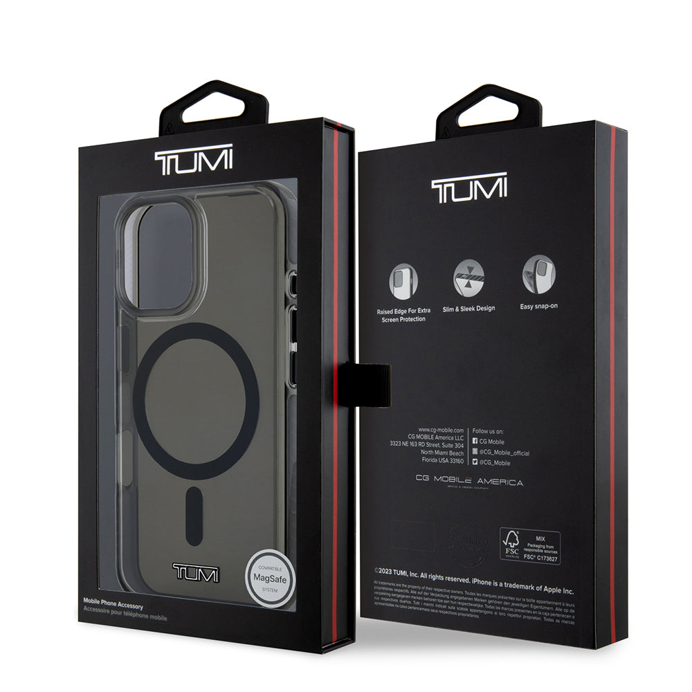 Apple iPhone 16 Kılıf TUMI Orjinal Lisanslı M-safe Şarj Özellikli Airbagli Transparan Kapak Siyah