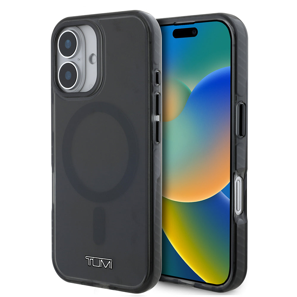 Apple iPhone 16 Kılıf TUMI Orjinal Lisanslı M-safe Şarj Özellikli Airbagli Transparan Kapak Siyah