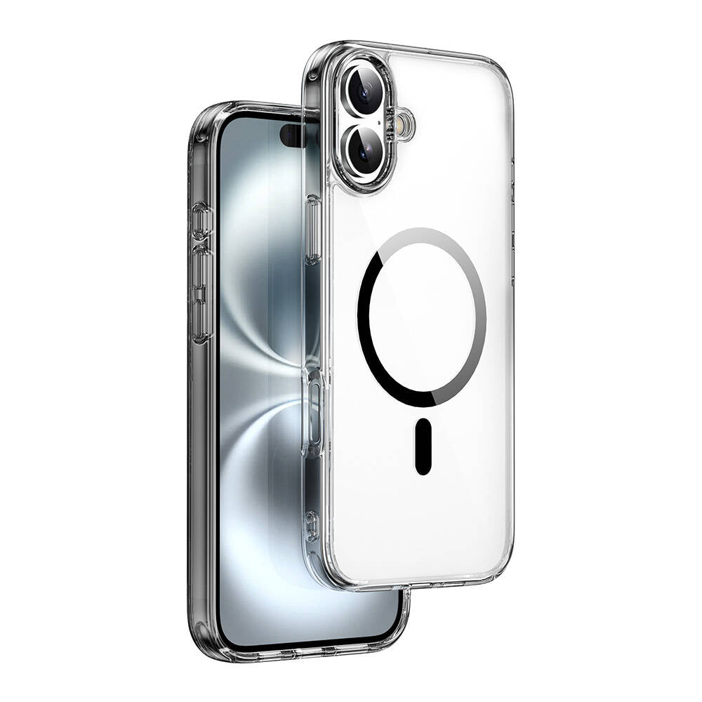 Apple iPhone 16 Kılıf Wiwu MCC-101 iShield Pro Serisi M-safe Şarj Özellikli Crystal Sert PC Kapak Siyah