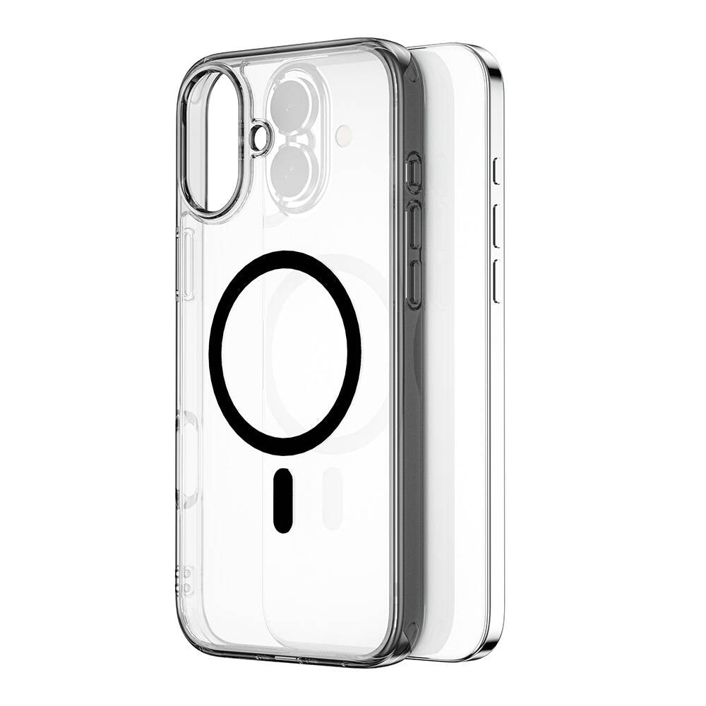 Apple iPhone 16 Kılıf Wiwu MCC-101 iShield Pro Serisi M-safe Şarj Özellikli Crystal Sert PC Kapak Siyah