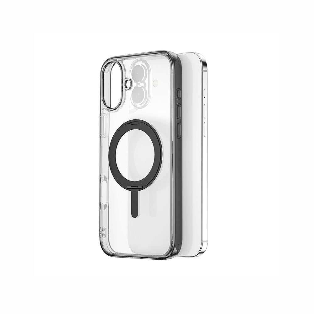 Apple iPhone 16 Kılıf Wiwu MCC-201 iShield Ultra Serisi M-safe Şarj Özellikli Standlı Crystal Sert PC Kapak Siyah