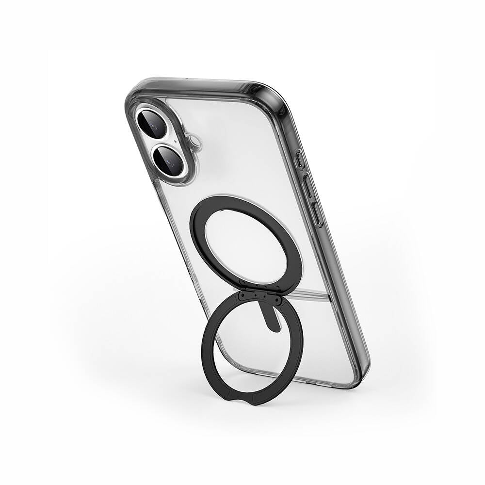 Apple iPhone 16 Kılıf Wiwu MCC-201 iShield Ultra Serisi M-safe Şarj Özellikli Standlı Crystal Sert PC Kapak Siyah