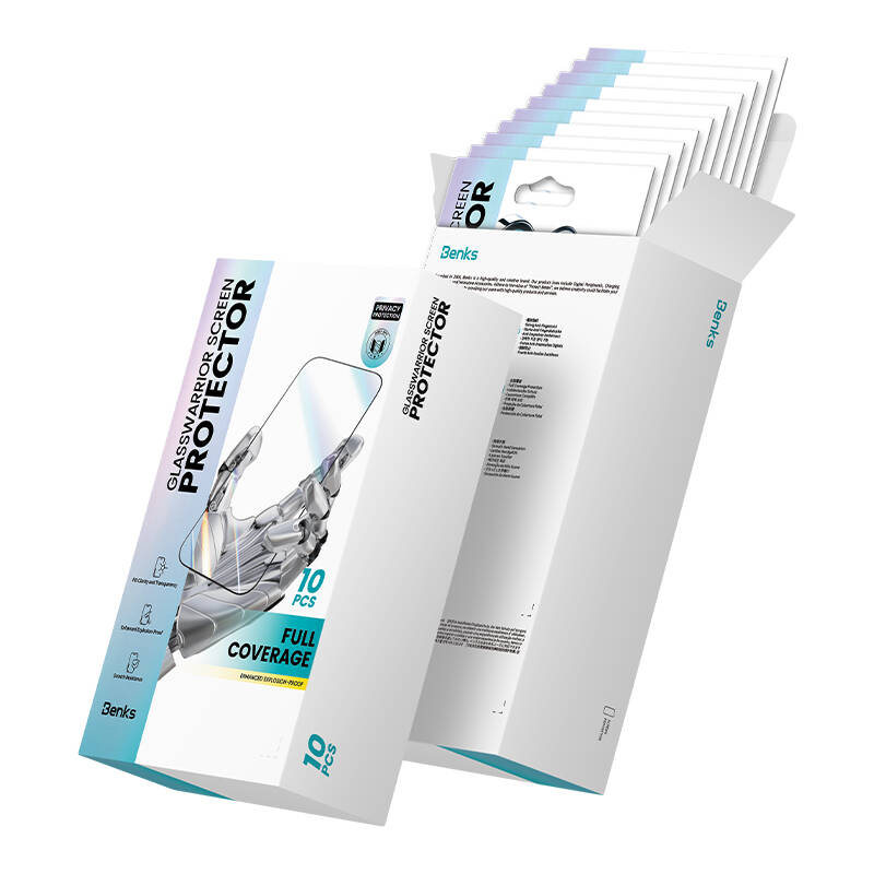 Apple iPhone 16 Plus Benks Glass Warrior Privacy HD Cam Ekran Koruyucu 10'lu Paket Siyah