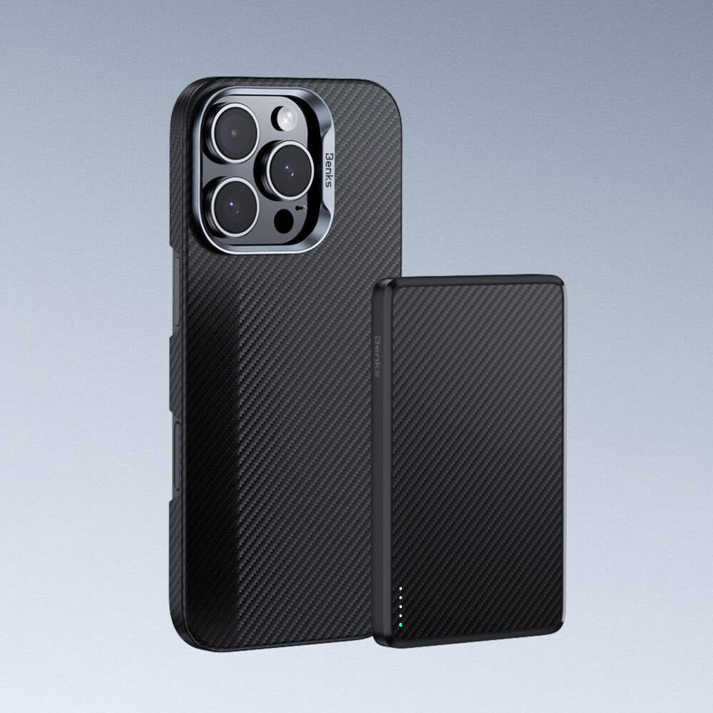 Apple iPhone 16 Plus Kılıf Benks M-safe Şarj Özellikli Magnetik ArmorAir 600D Kevlar Fiber Kapak Siyah