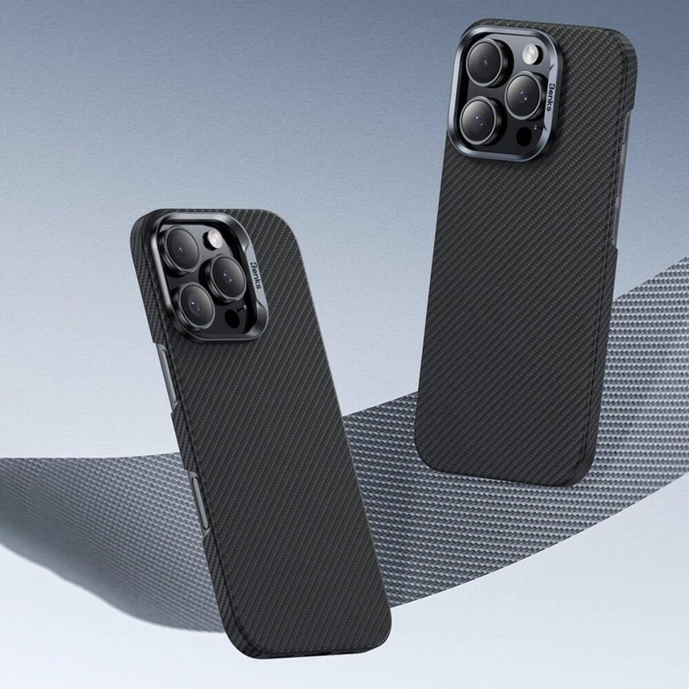 Apple iPhone 16 Plus Kılıf Benks M-safe Şarj Özellikli Magnetik ArmorAir 600D Kevlar Fiber Kapak Siyah