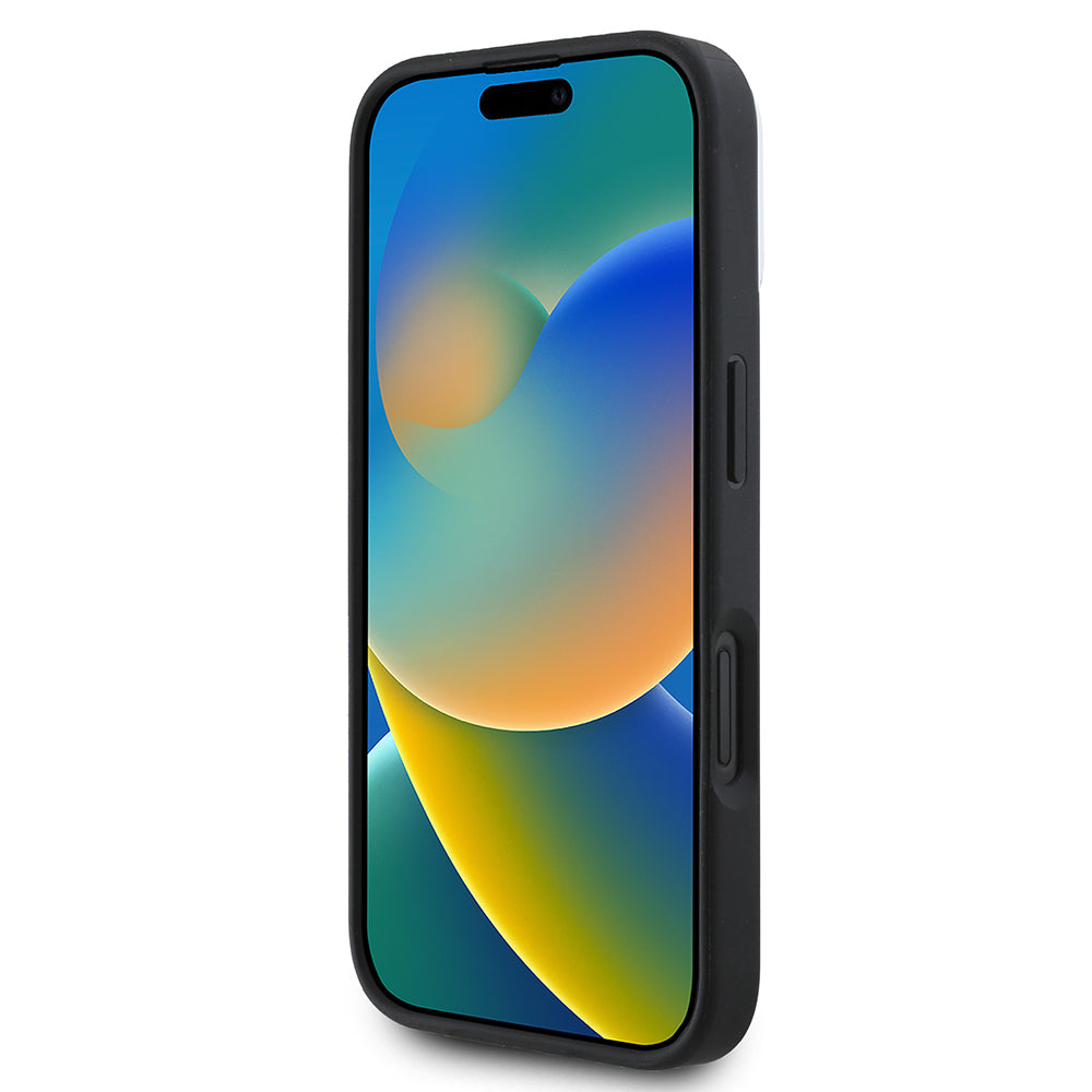 Apple iPhone 16 Plus Kılıf DKNY Orjinal Lisanslı M-safe Şarj Özellikli 3D Yazılı Checkered Pattern Kapak Siyah