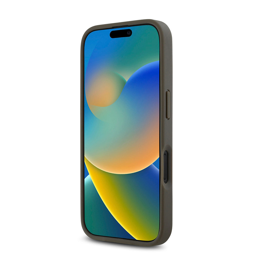 Apple iPhone 16 Plus Kılıf DKNY Orjinal Lisanslı M-safe Şarj Özellikli 3D Yazılı Repeat Pattern Kapak Kahverengi