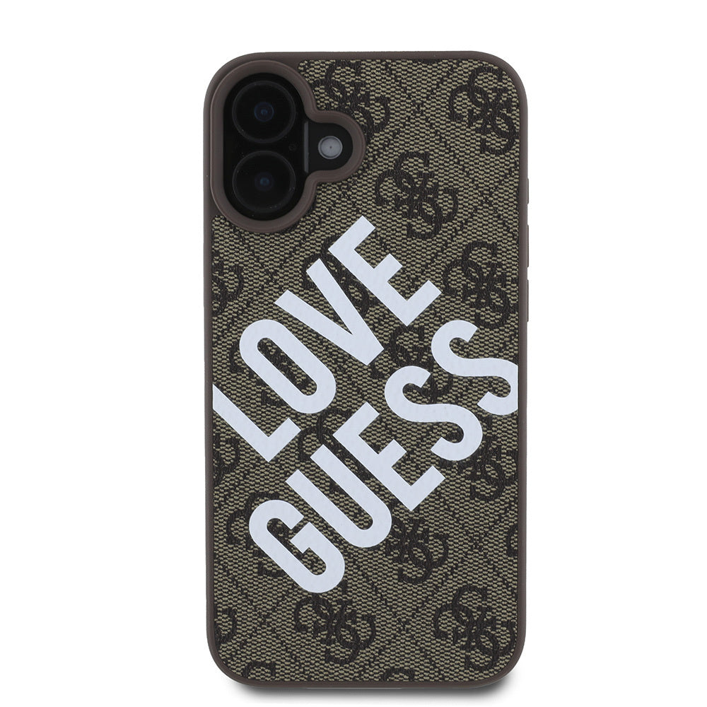 Apple iPhone 16 Plus Kılıf Guess Orjinal Lisanslı Big Love Guess Kapak Kahverengi