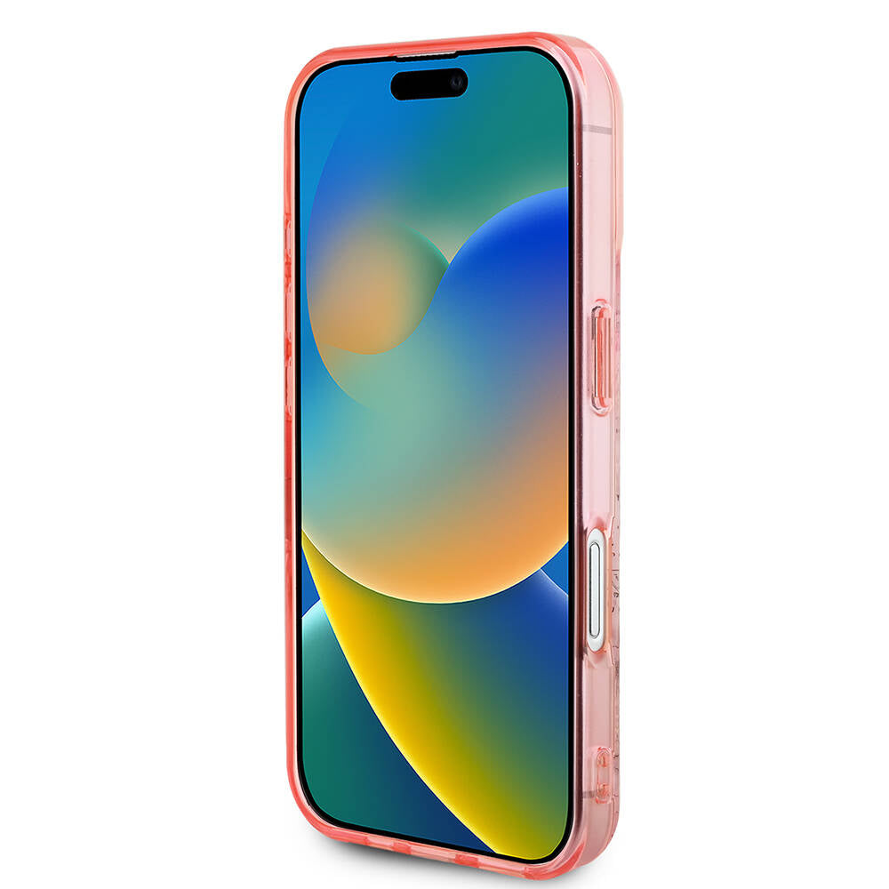 Apple iPhone 16 Plus Kılıf Guess Orjinal Lisanslı M-safe Şarj Özellikli IML Baskılı Yazı Logolu Flower Tonal Circle Kapak Yeşil