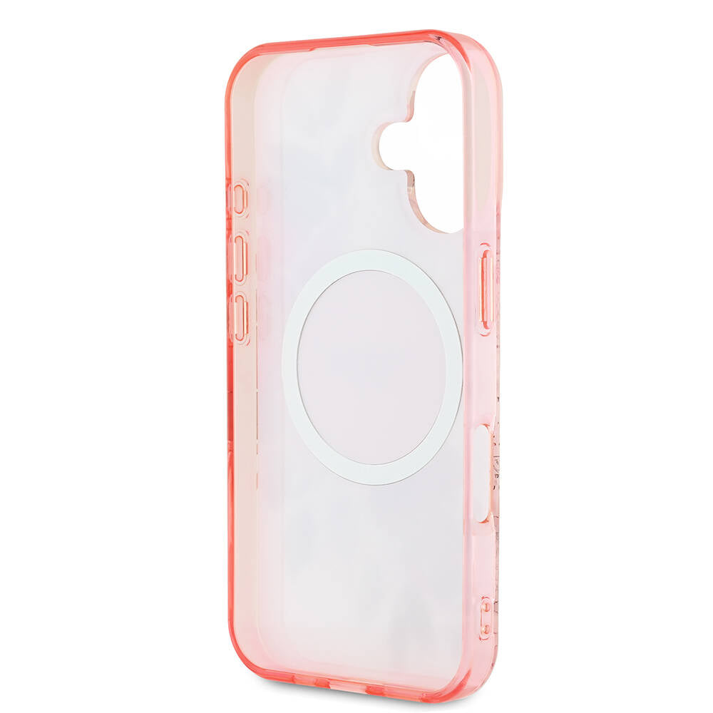 Apple iPhone 16 Plus Kılıf Guess Orjinal Lisanslı M-safe Şarj Özellikli IML Baskılı Yazı Logolu Flower Tonal Circle Kapak Yeşil