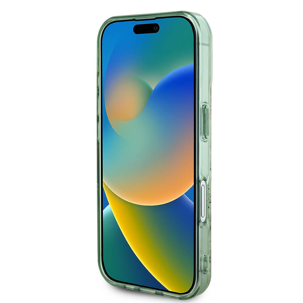 Apple iPhone 16 Plus Kılıf Guess Orjinal Lisanslı M-safe Şarj Özellikli IML Baskılı Yazı Logolu Flower Tonal Circle Kapak Pembe