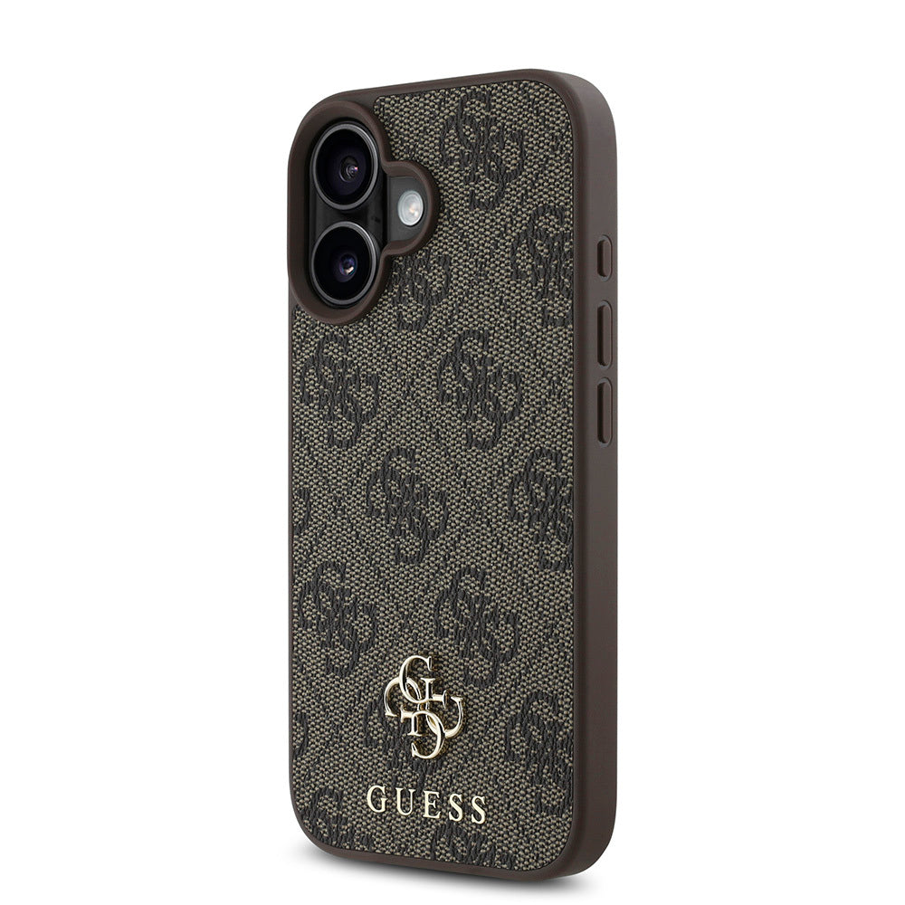Apple iPhone 16 Plus Kılıf Guess Orjinal Lisanslı M-safe Şarj Özellikli Small 4G Classic Kapak Kahverengi