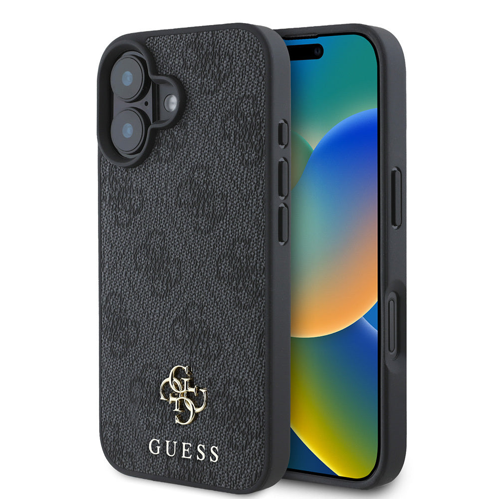 Apple iPhone 16 Plus Kılıf Guess Orjinal Lisanslı M-safe Şarj Özellikli Small 4G Classic Kapak Siyah