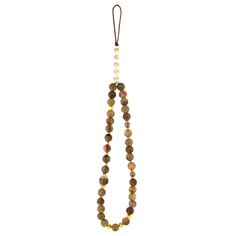 Apple iPhone 16 Plus Kılıf Guess Orjinal Lisanslı PU Deri Bilek Askı İpli Metal Büyük 4G ve Yazı Logolu Kapak Kahverengi