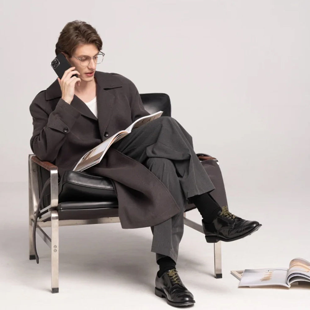 Apple iPhone 16 Plus Kılıf M-safe Şarj Özellikli 600D Aramid Fiber Pitaka Ultra-Slim Classic Serisi Black-Grey Twill Kapak Siyah