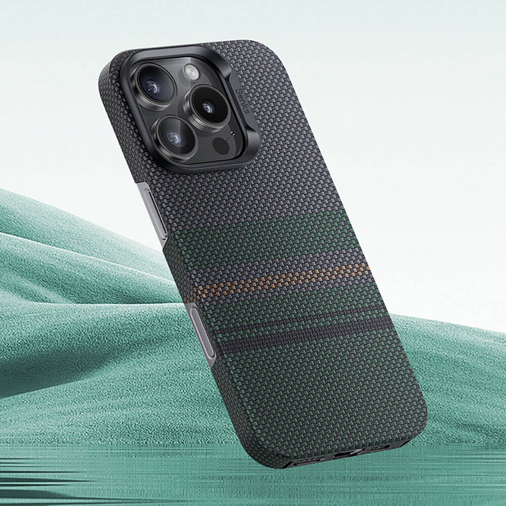 Apple iPhone 16 Plus Kılıf M-safe Şarj Özellikli Karbon Fiber Tasarımlı Benks Aurora ArmorAir Kevlar Kapak Siyah