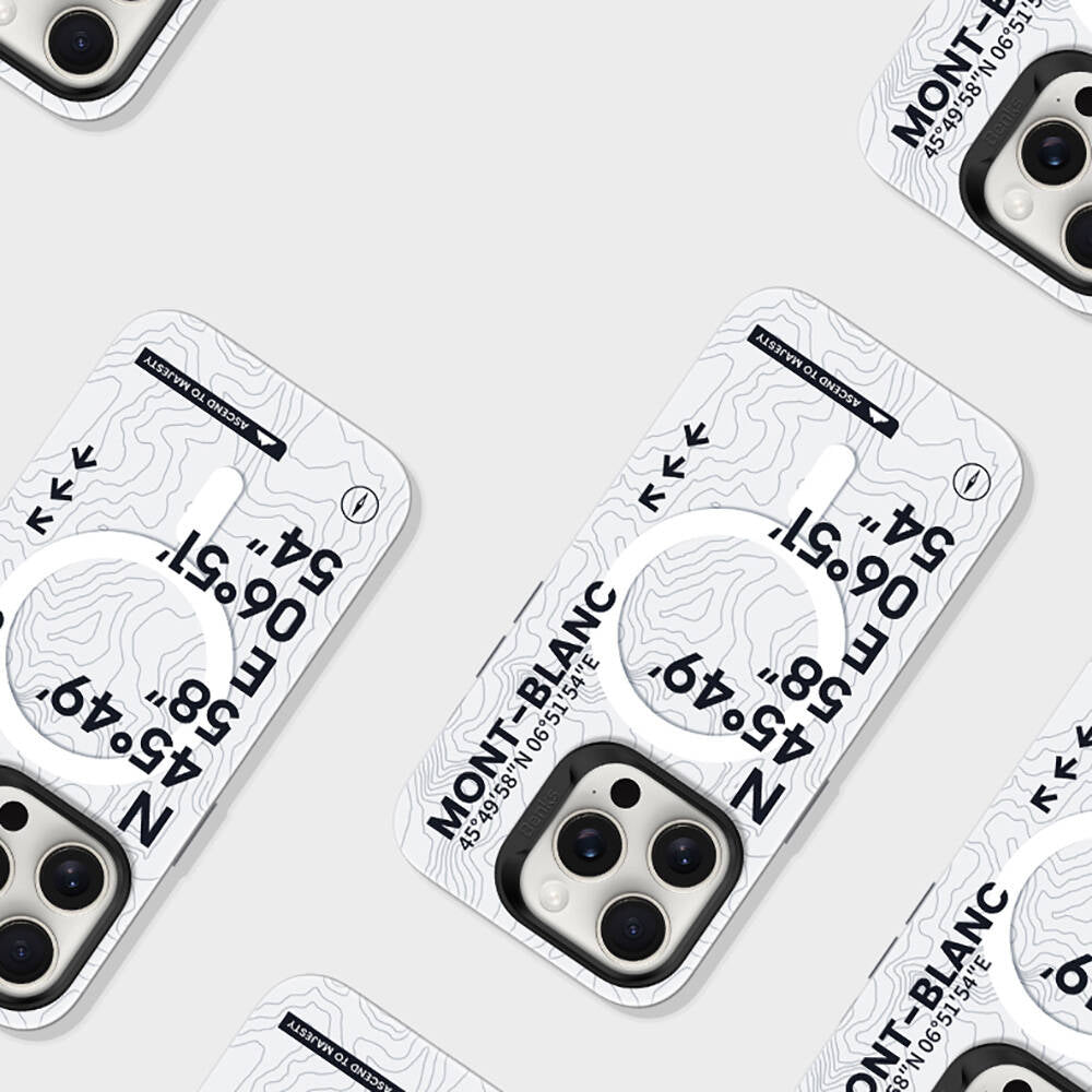 Apple iPhone 16 Plus Kılıf M-safe Şarj Özellikli Koordinat Yazı Desenli Benks Summit Serisi Kapak Beyaz