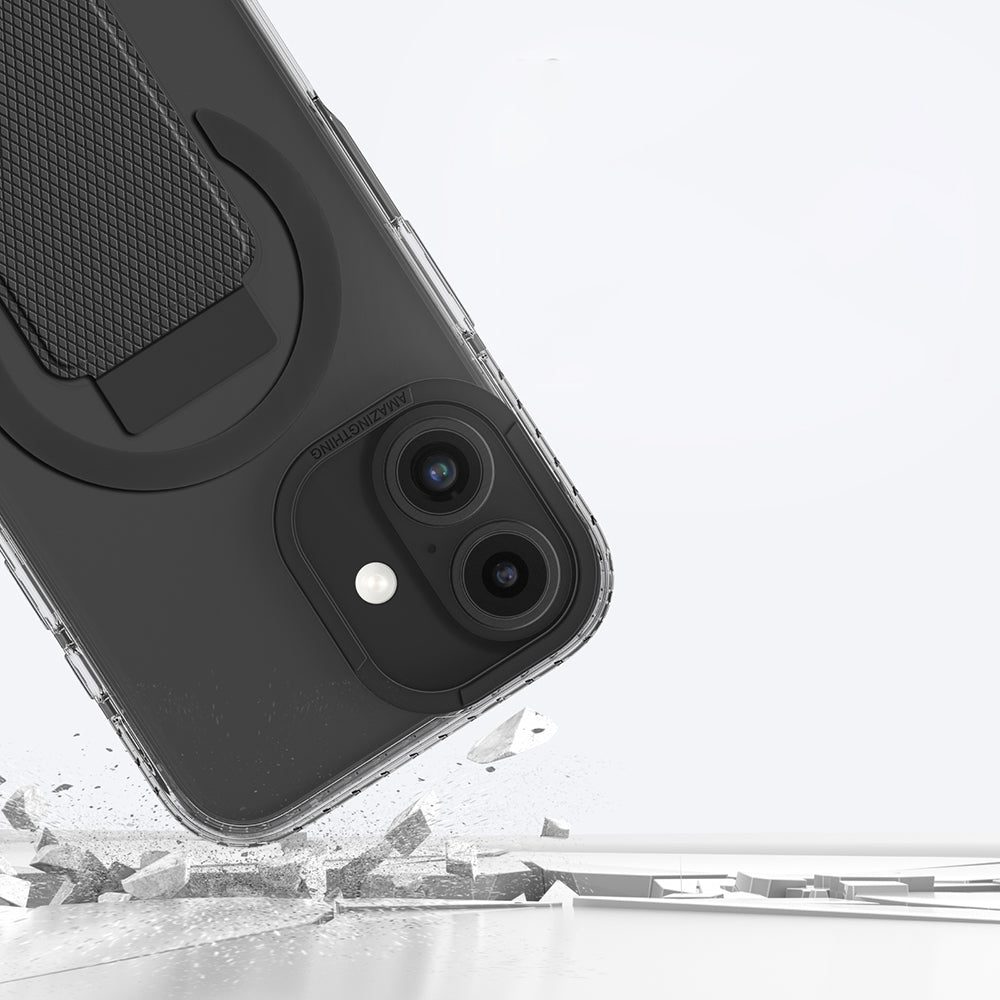 Apple iPhone 16 Plus Kılıf M-safe Şarj Özellikli Standlı Amazingthing Titan Pro Plus Kapak Siyah