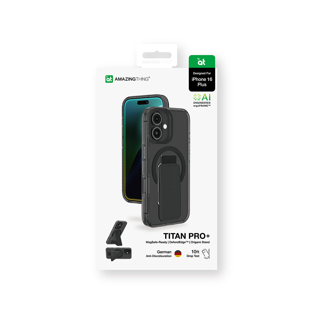 Apple iPhone 16 Plus Kılıf M-safe Şarj Özellikli Standlı Amazingthing Titan Pro Plus Kapak Siyah