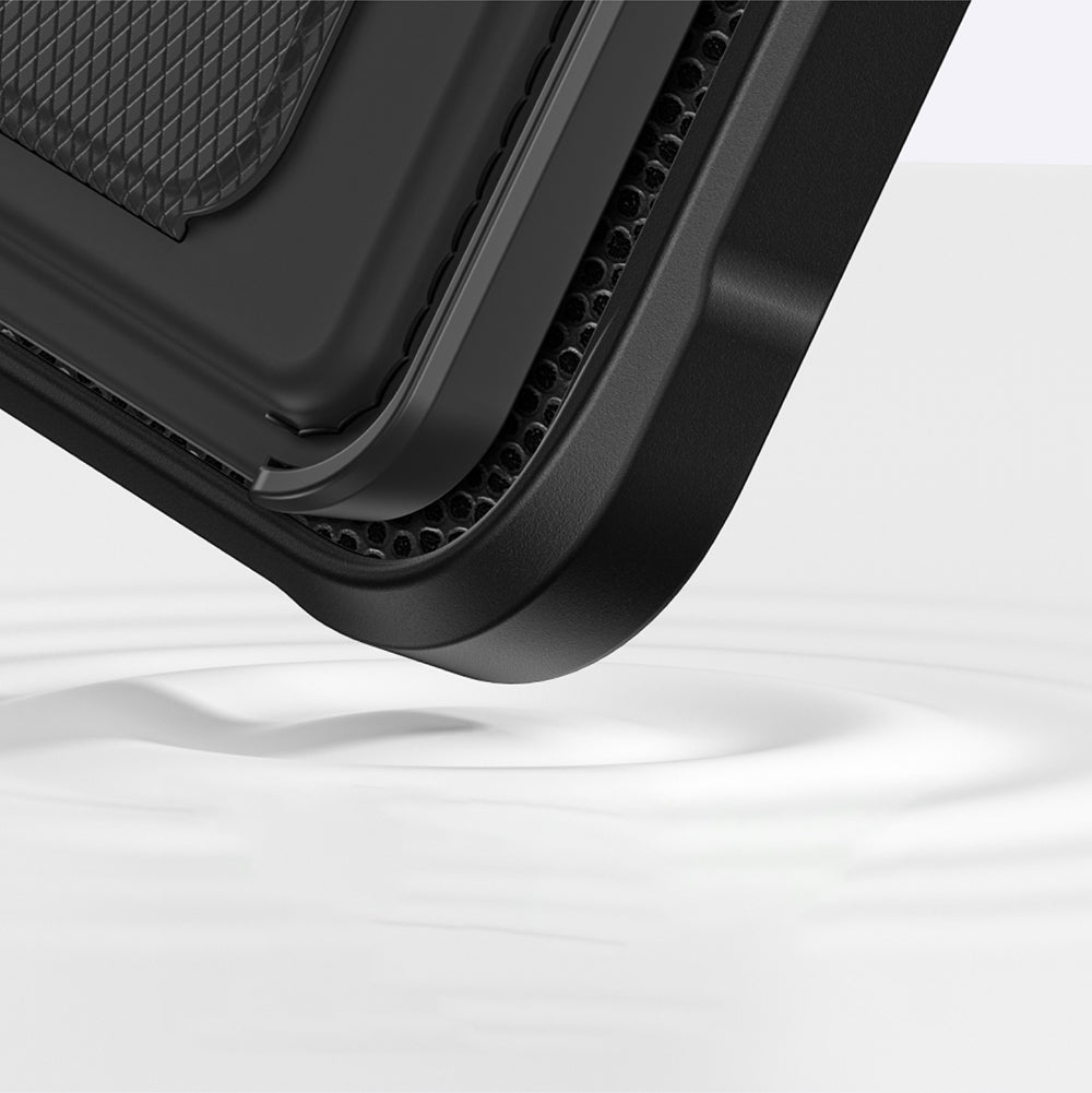 Apple iPhone 16 Plus Kılıf M-safe Şarj Özellikli Standlı Kartlıklı Set Amazinghing Glamour Luxe Serisi Kapak Siyah